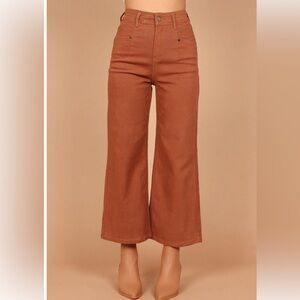 Petal and Pup Women's Georgette High Waisted Straight Leg Pants Brown Small